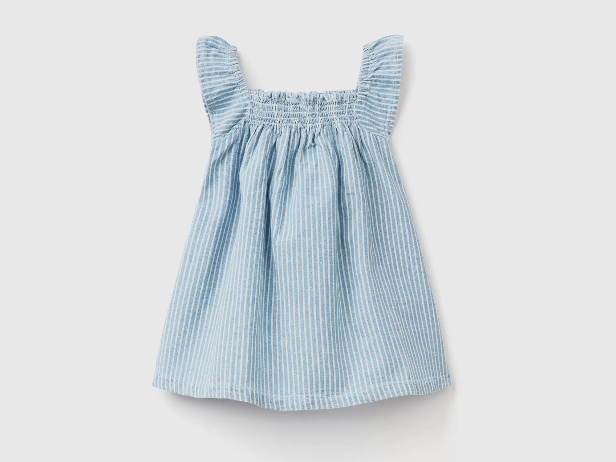 Benetton Vestido Vaquero Ligero De Rayas-Niños Vestidos