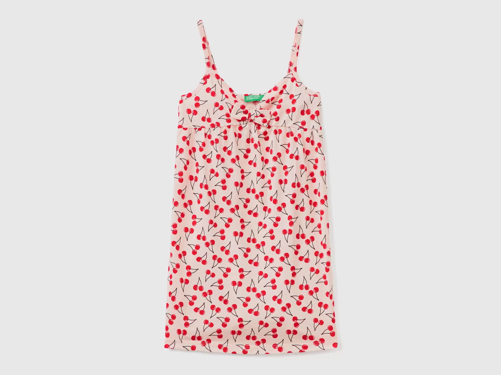 Benetton Vestidoclaro Con Estampado De Cerezas-Niños Banadores Y Ropa De Playa